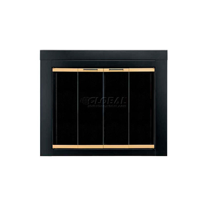 ARRINGTON FIREPLACE GLASS DOOR BLACK WITH GOLD TRIM 37-1/2"L X 30"H by Pleasant Hearth