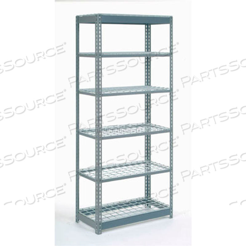 HEAVY DUTY SHELVING 36"W X 18"D X 72"H WITH 6 SHELVES - WIRE DECK - GRAY 