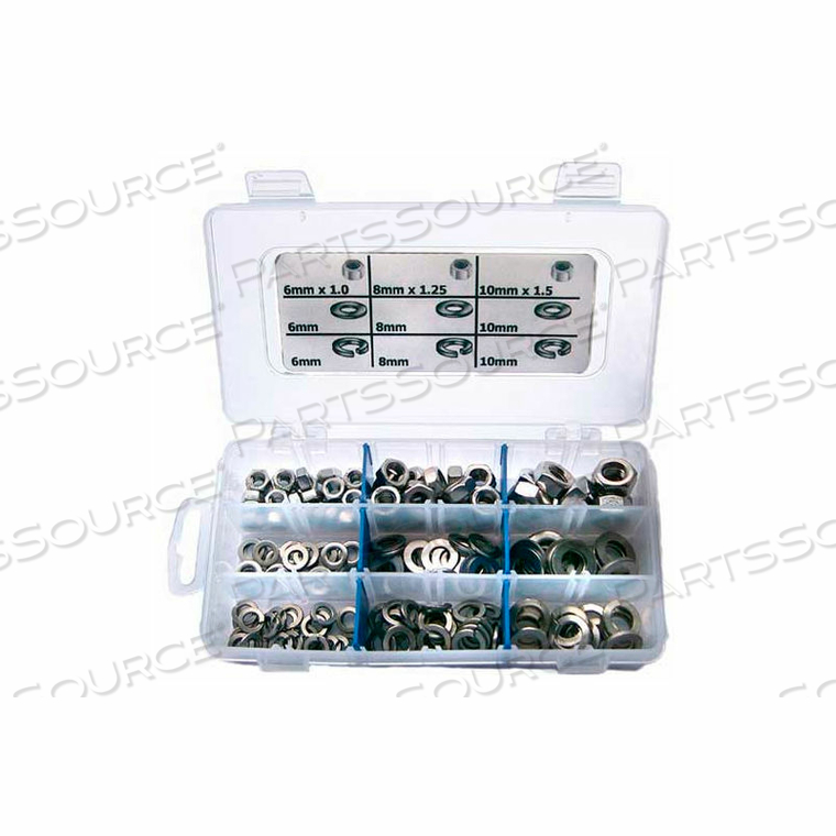 NUTS, FLATS & LOCKS, COARSE & FINE, ZINC PLATED STEEL, LG. DRAWER ASSORTMENT, 20 ITEMS, 1200 PIECES 