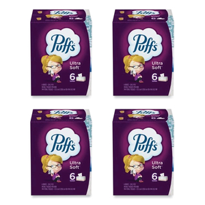 ULTRA SOFT FACIAL TISSUE, 2-PLY, WHITE, 124 SHEETS/BOX, 6 BOXES/PACK, 4 PACKS/CARTON by Puffs