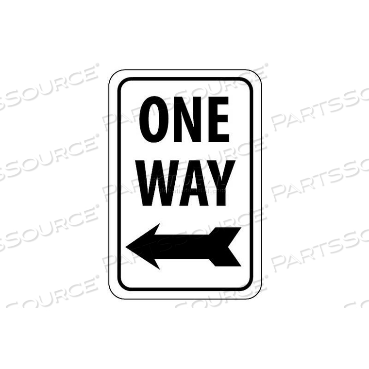 NMC TRAFFIC SIGN, ONE WAY WITH LEFT ARROW, 18" X 12", WHITE/BLACK by National Marker Company