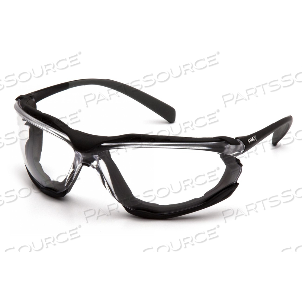 SB9310STM PYRAMEX SAFETY GLASSES, CLEAR H2MAX LENS, BLACK FRAME 