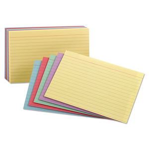 RULED INDEX CARDS, 5 X 8, BLUE/VIOLET/CANARY/GREEN/CHERRY, 100/PACK by Oxford