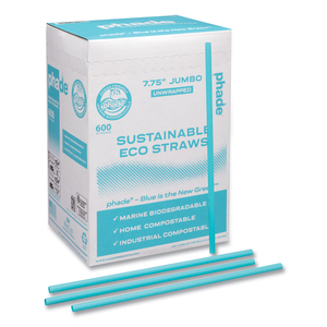 MARINE BIODEGRADABLE STRAWS, 7.75", OCEAN BLUE, 6,000/CARTON by Phade