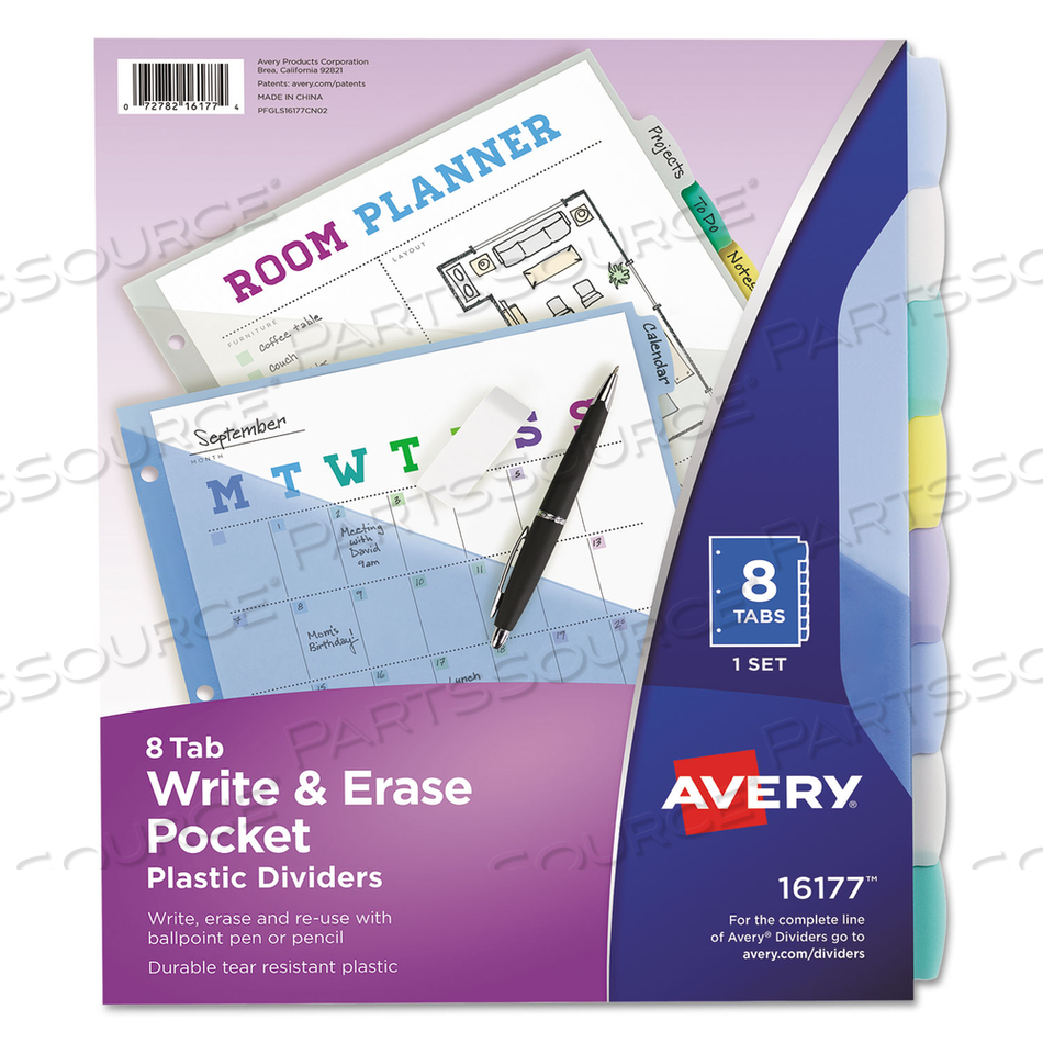 POCKET DIVIDER, WRITE-ON, 8.5"X11", 8 TABS, MULTICOLOR/MULTICOLOR by Avery POCKET DIVIDER, WRITE-ON, 8.5"X11", 8 TABS, MULTICOLOR/MULTICOLOR by Avery