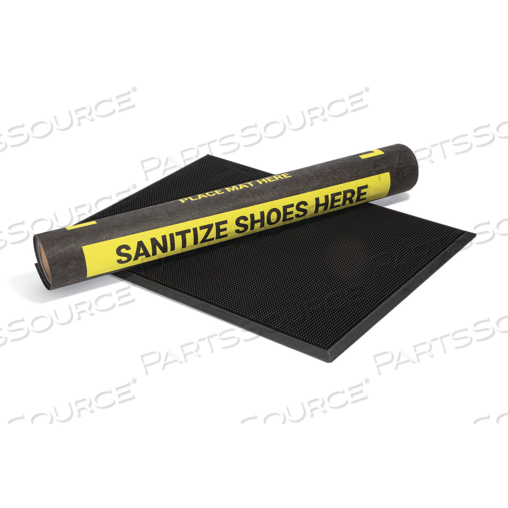 SHOE DISINFECTANT MAT WITH ADHESIVE-BACKED PRINTED MESSAGE RUNNER by New Pig Corporation SHOE DISINFECTANT MAT WITH ADHESIVE-BACKED PRINTED MESSAGE RUNNER by New Pig Corporation