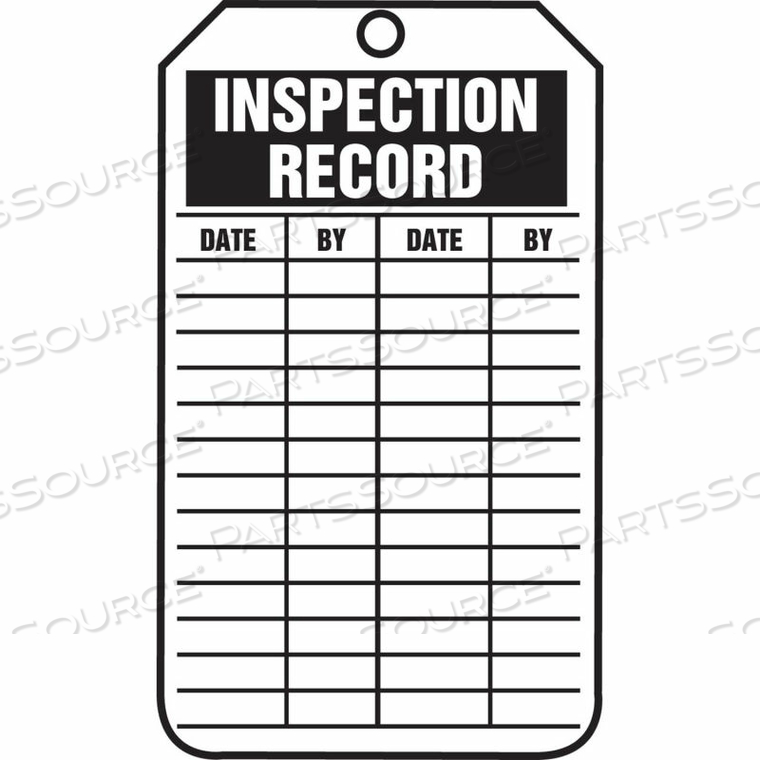 INSPECTION RECORD TAG, PF-CARDSTOCK, 25/PACK by Accuform Manufacturing, Inc.