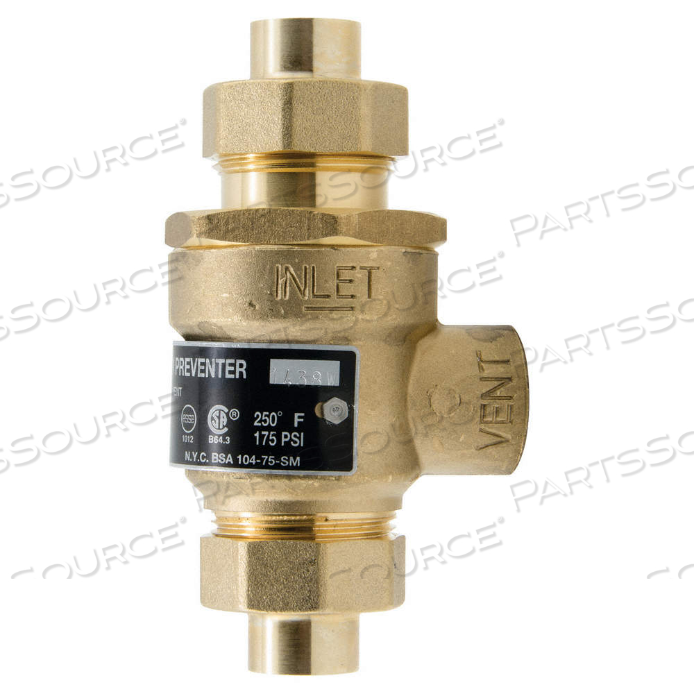BACKFLOW PREVENTER SIZE 1/2 175 PSI by Watts Regulator Co.