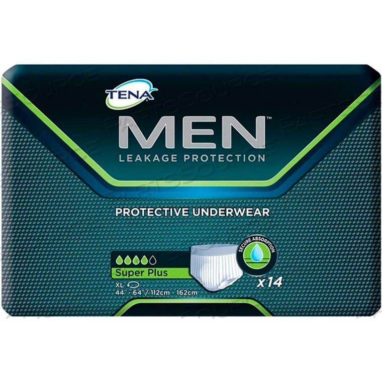 TENA MEN PROTECTIVE UNDERWEAR, SIZE XL, 44"- 64" WAIST SIZE, WHITE, 56/CASE 