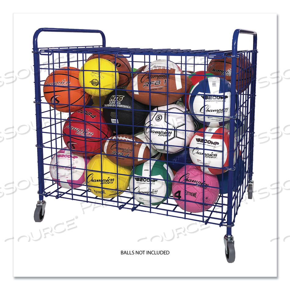 LOCKABLE BALL STORAGE CART, FITS APPROXIMATELY 24 BALLS, METAL, 37" X 22" X 20", BLUE by Champion Sports LOCKABLE BALL STORAGE CART, FITS APPROXIMATELY 24 BALLS, METAL, 37" X 22" X 20", BLUE by Champion Sports