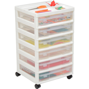 6 DRAWER CART - 15-7/8"L X 14-5/16"W X 26-13/16"H - WHITE / CLEAR by Iris USA, Inc