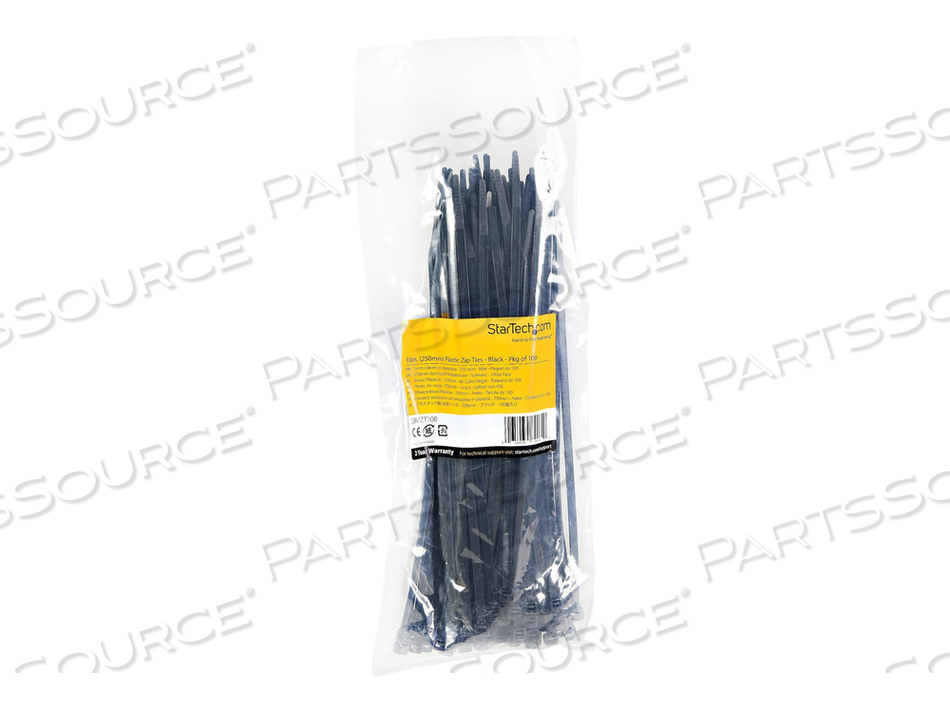 10"(25CM) CABLE TIES, 1/8"(4MM) WIDE, 2-5/8"(68MM) BUNDLE DIAMETER, 50LB(22KG) TENSILE STRENGTH, NYLON SELF LOCKING ZIP TIES W/ CURVED TIP,  by StarTech.com Ltd.
