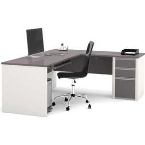 L DESK WITH PEDESTAL - 71" - SLATE & SANDSTONE - CONNEXION SERIES by Bestar Technologies, Inc. L DESK WITH PEDESTAL - 71" - SLATE & SANDSTONE - CONNEXION SERIES by Bestar Technologies, Inc.