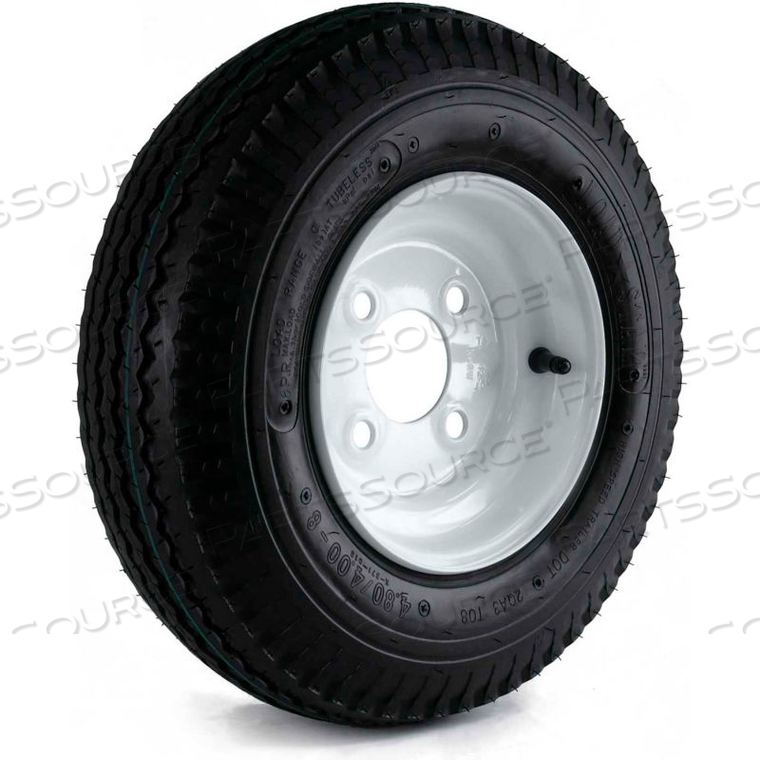 KENDA LOADSTAR TRAILER TIRE AND 4-HOLE WHEEL (4/4) - 480/400-8 - LRC - 6 PLY by Martin Wheel Co. KENDA LOADSTAR TRAILER TIRE AND 4-HOLE WHEEL (4/4) - 480/400-8 - LRC - 6 PLY by Martin Wheel Co.