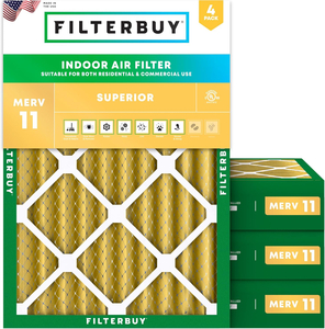 PLEATED HVAC FURNACE AIR FILTER, MERV 11, 10X16X4, PACKAGE OF 4 by Filterbuy, Inc.