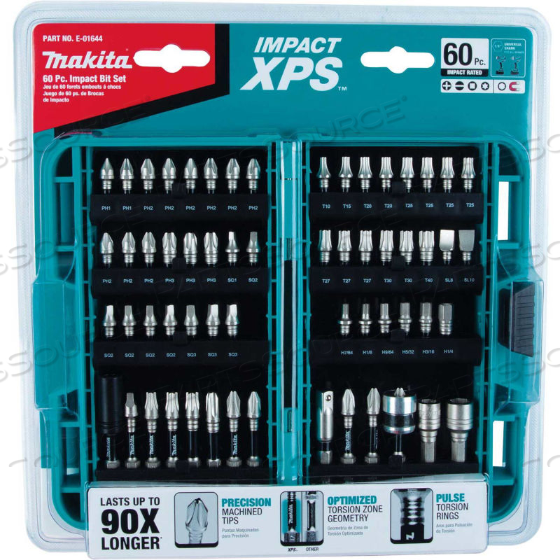 IMPACT XPS IMPACT BIT SET, 60 PC., DETENT BALL/MAGNETIC HEX LOCKS, MATTE NICKEL by Makita IMPACT XPS IMPACT BIT SET, 60 PC., DETENT BALL/MAGNETIC HEX LOCKS, MATTE NICKEL by Makita