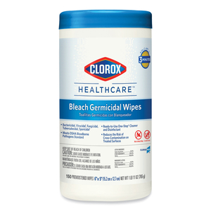 BLEACH GERMICIDAL WIPES, 6 X 5, UNSCENTED, 150/CANISTER by Clorox