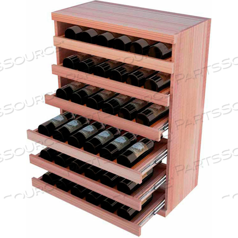 BULK STORAGE, PULL OUT WINE BOTTLE CRADLE, 6-DRAWER 3 FT HIGH - LIGHT, ALL-HEART REDWOOD 