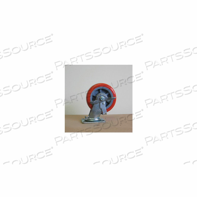 6" POLYURETHANE SWIVEL CASTER WITH BRAKE FOR CARTS by Little Giant