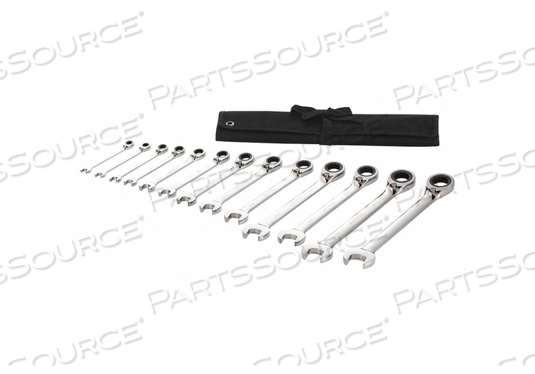 COMBINATION WRENCH SET, ALLOY STEEL, CHROME, NUMBER OF TOOLS 13, RANGE OF HEAD SIZES 5/16 IN TO 1 IN, HEAD OFFSET ANGLE 15 DEGREES , OFFSET, by Westward COMBINATION WRENCH SET, ALLOY STEEL, CHROME, NUMBER OF TOOLS 13, RANGE OF HEAD SIZES 5/16 IN TO 1 IN, HEAD OFFSET ANGLE 15 DEGREES , OFFSET, by Westward