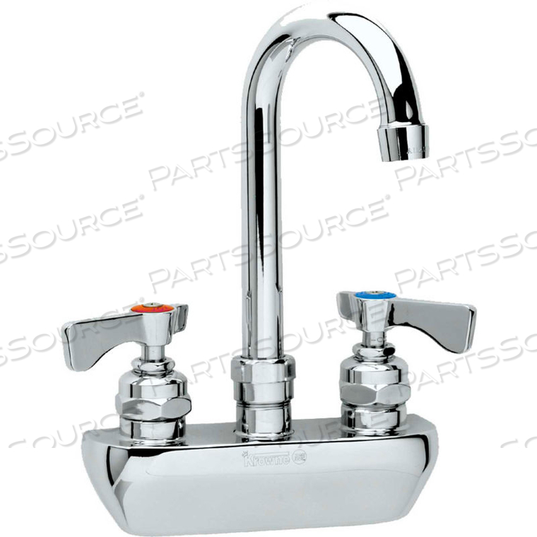 ROYAL SERIES 4" CENTER WALL MOUNT FAUCET, 3-1/2" GOOSENECK SPOUT by Krowne ROYAL SERIES 4" CENTER WALL MOUNT FAUCET, 3-1/2" GOOSENECK SPOUT by Krowne