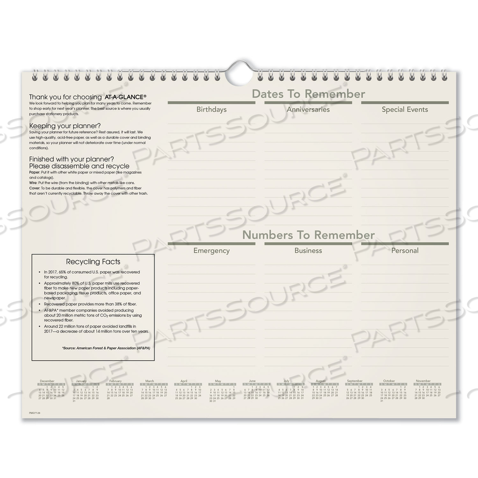RECYCLED WALL CALENDAR, UNRULED BLOCKS, 15 X 12, SAND/GREEN SHEETS, 12-MONTH (JAN TO DEC): 2023 by At-A-Glance
