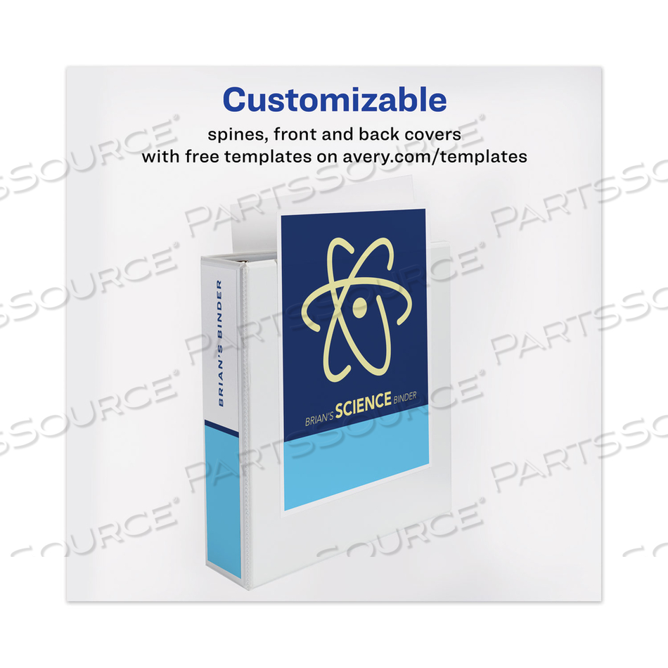 TOUCHGUARD ANTIMICROBIAL VIEW BINDER WITH SLANT RINGS, 2" CAPACITY, WHITE by Avery TOUCHGUARD ANTIMICROBIAL VIEW BINDER WITH SLANT RINGS, 2" CAPACITY, WHITE by Avery