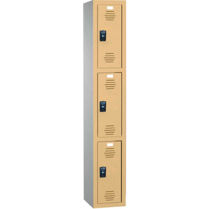 STORAGE TRIPLE TIER 3 DOOR TRADITIONAL PLASTIC LOCKER, 12"WX12"DX24"H, GRAY, ASSEMBLED by Asi Group