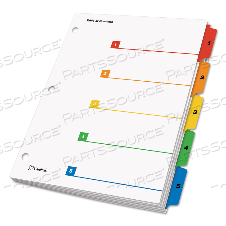 ONESTEP PRINTABLE TABLE OF CONTENTS AND DIVIDERS, 5-TAB, 1 TO 5, 11 X 8.5, WHITE, ASSORTED TABS, 1 SET by Cardinal