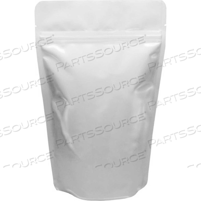 8 OZ. STAND UP ZIP POUCHES 5.4 MIL, WHITE FOIL, 1000/CASE 