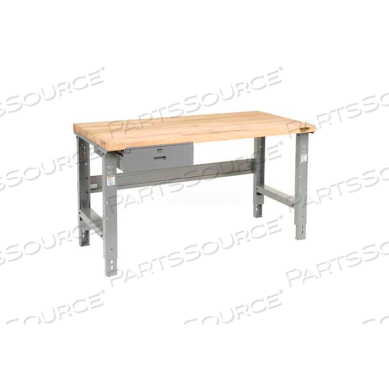 72 X 36 ADJ HEIGHT WORKBENCH W/DRAWER, ESD SQUARE EDGE TOP - GRAY 