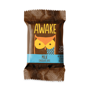 CAFFEINATED MILK CHOCOLATE BITES, 0.53 OZ BARS, 50 BARS/BOX by Awake