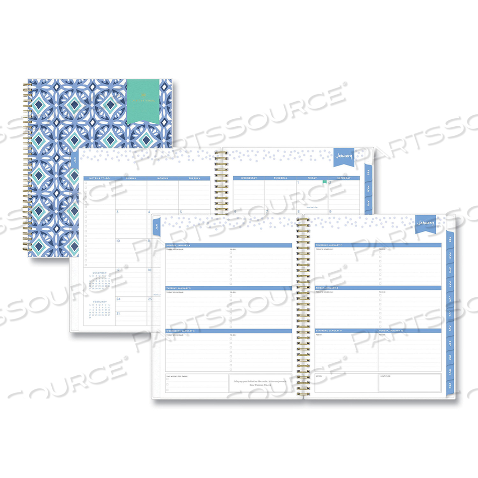 DAY DESIGNER TILE WEEKLY/MONTHLY PLANNER, TILE ARTWORK, 11 X 8.5, BLUE/WHITE COVER, 12-MONTH (JAN TO DEC): 2023 