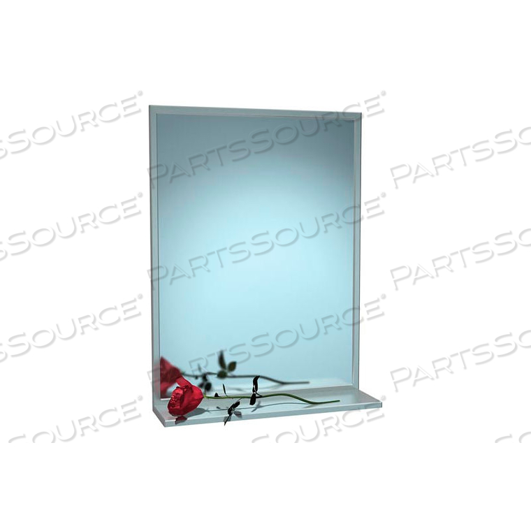 STAINLESS STEEL CHANNEL FRAME MIRROR WITH SHELF - 24"WX30"H by Asi Group