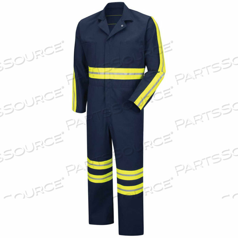 RED KAP ENHANCED VISIBILITY ACTION BACK COVERALL, NAVY/YELLOW, POLYESTER/COTTON, REGULAR, 50" by VF Imagewear, Inc.