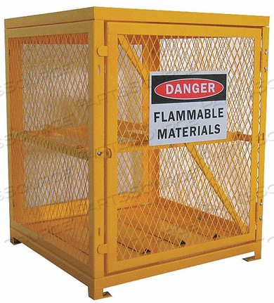 GAS CYLINDER CABINET, ASSEMBLED UNASSEMBLED, COLOR YELLOW, COMPATIBLE TANK SIZE 20 LB TO 48 LB, CONSTRUCTION ANGLE IRON FRAME, EXPANDED META by Condor