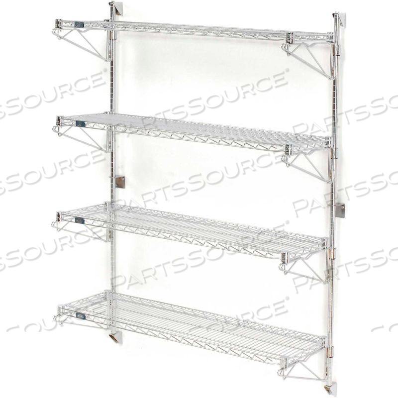 NEXEL CHROME WALL MOUNT WIRE SHELVING 60"W X 14"D X 63"H 4 - SHELF STARTER by Approved Vendor