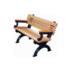 CAMBRIDGE 4 FT. BACKED BENCH WITH ARMS, CEDAR BENCH/BLACK FRAME by Polly Products