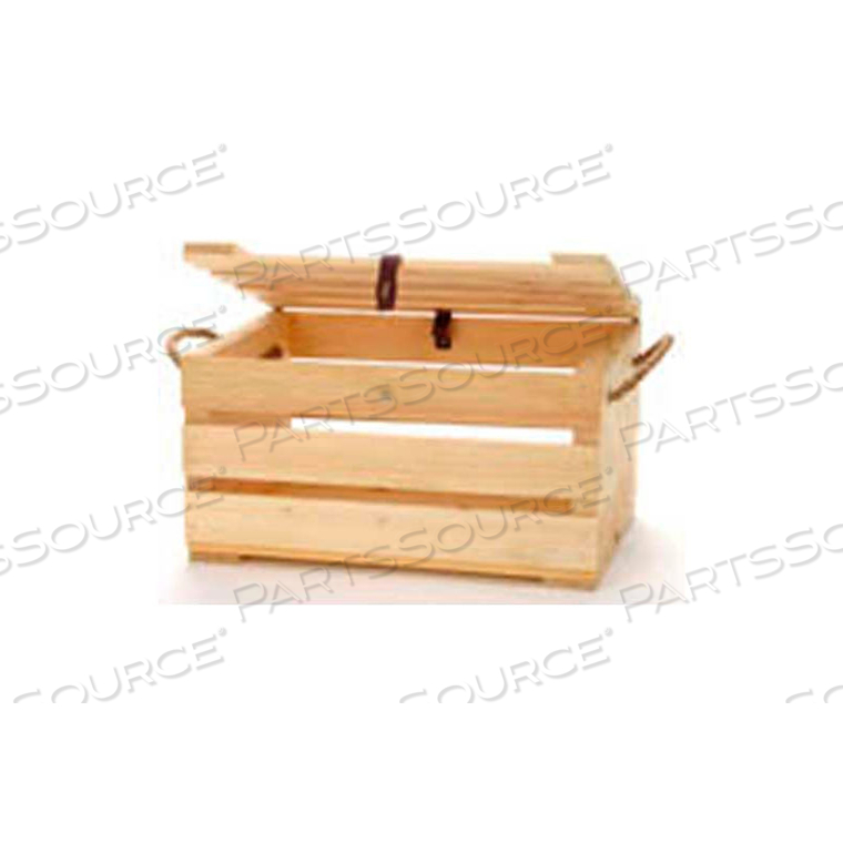 SMALL WOOD CRATE 12"W X 9"D X 7"H WITH TWO ROPE HANDLES & LID 4 PC - NATURAL 