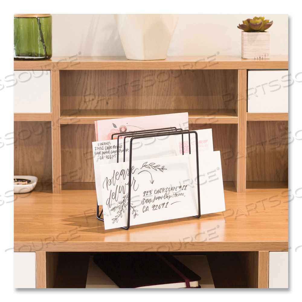 VENA WIRE LETTER SORTER, 5 SECTIONS, ASSORTED SIZES, 3.94 X 5.24 X 6.1, BLACK by U Brands