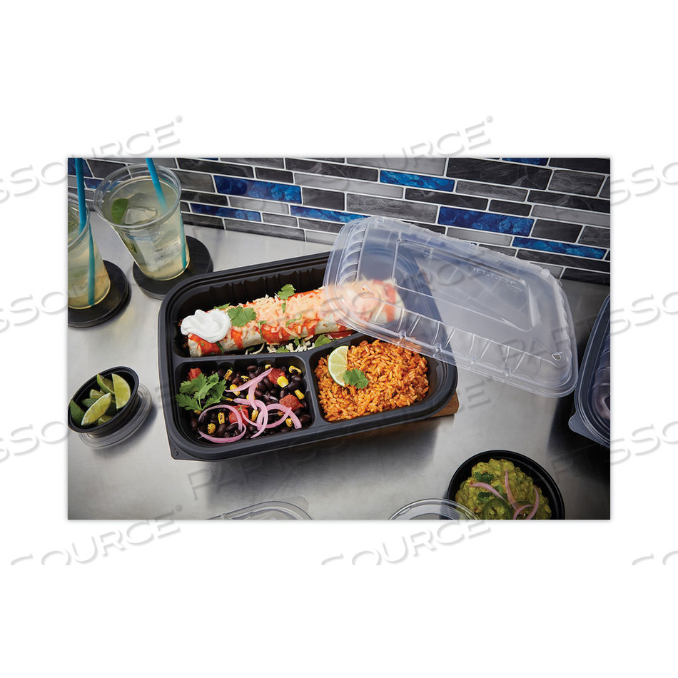 EARTHCHOICE ENTREE2GO TAKEOUT CONTAINER, 3-COMPARTMENT, 48 OZ, 11.75 X 8.75 X 2.13, BLACK, PLASTIC by Pactiv