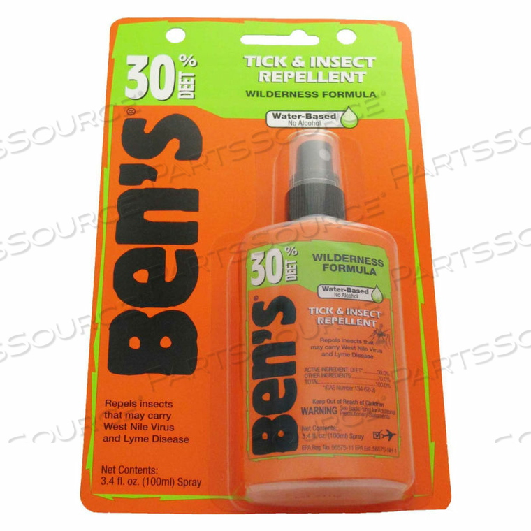 30% DEET MOSQUITO, TICK AND INSECT REPELLENT, 3.4 OZ. PUMP SPRAY by Ben's