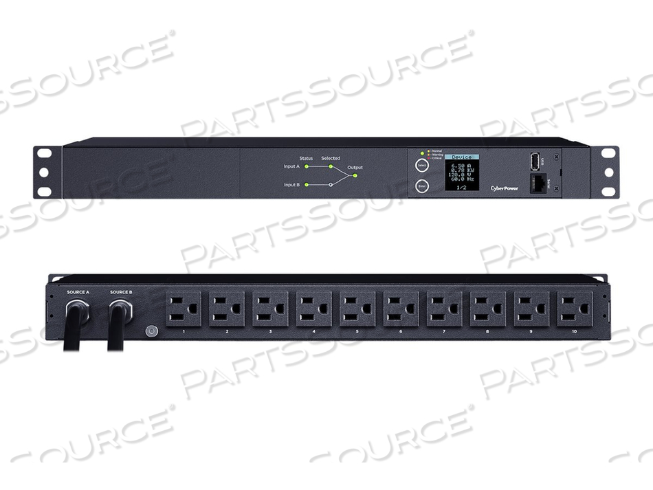 METERED ATS SERIES PDU24001, POWER DISTRIBUTION UNIT (RACK-MOUNTABLE), AC 100-120 V, 1-PHASE, SERIAL, INPUT: 2 X NEMA 5-15P, OUTPUT CONNECTO by CyberPower