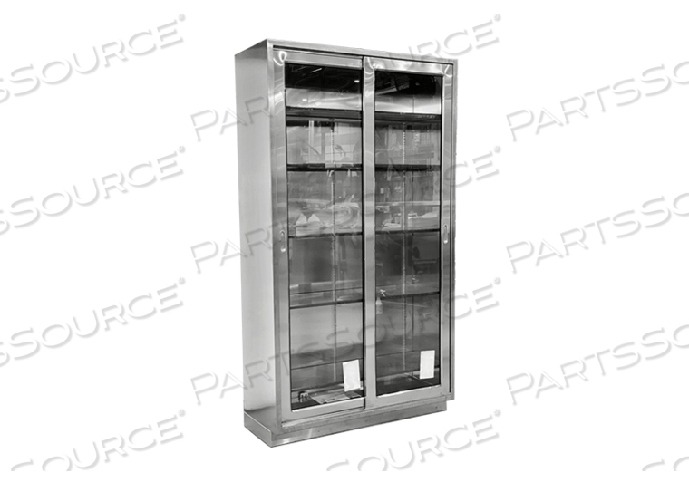 HIGH CABINET 35"W X 84"H X 18"D W/(5) S/S ADJ SHELVES W/(2) SLIDING GLASS DOORS by Blickman HIGH CABINET 35"W X 84"H X 18"D W/(5) S/S ADJ SHELVES W/(2) SLIDING GLASS DOORS by Blickman