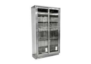 HIGH CABINET 35"W X 84"H X 18"D W/(5) S/S ADJ SHELVES W/(2) SLIDING GLASS DOORS by Blickman