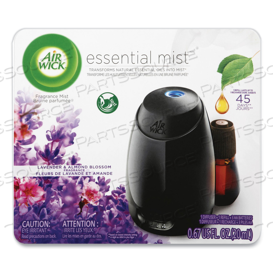 ESSENTIAL MIST STARTER KIT, LAVENDER AND ALMOND BLOSSOM, 0.67 OZ BOTTLE by Air Wick