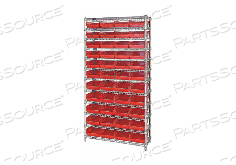 E3959 BIN SHELVING 74 OVERALL H 44 BINS RED by Quantum Storage Systems E3959 BIN SHELVING 74 OVERALL H 44 BINS RED by Quantum Storage Systems