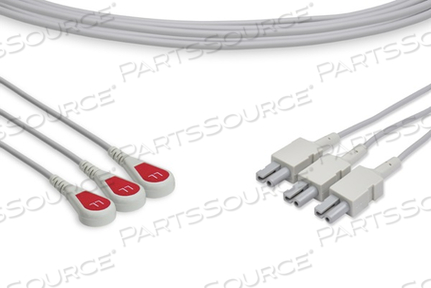 3 LEAD 35" TWIN PIN ECG CABLE - RED 