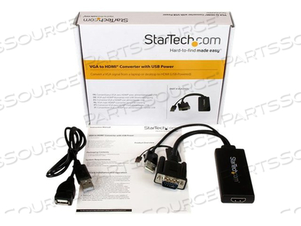 ADAPTER CONVERTER, (1) VGA 15 PIN, HIGH DENSITY D-SUB MALE, (1) HDMI 19 PIN FEMALE, PLASTIC, BLACK by StarTech.com Ltd. ADAPTER CONVERTER, (1) VGA 15 PIN, HIGH DENSITY D-SUB MALE, (1) HDMI 19 PIN FEMALE, PLASTIC, BLACK by StarTech.com Ltd.