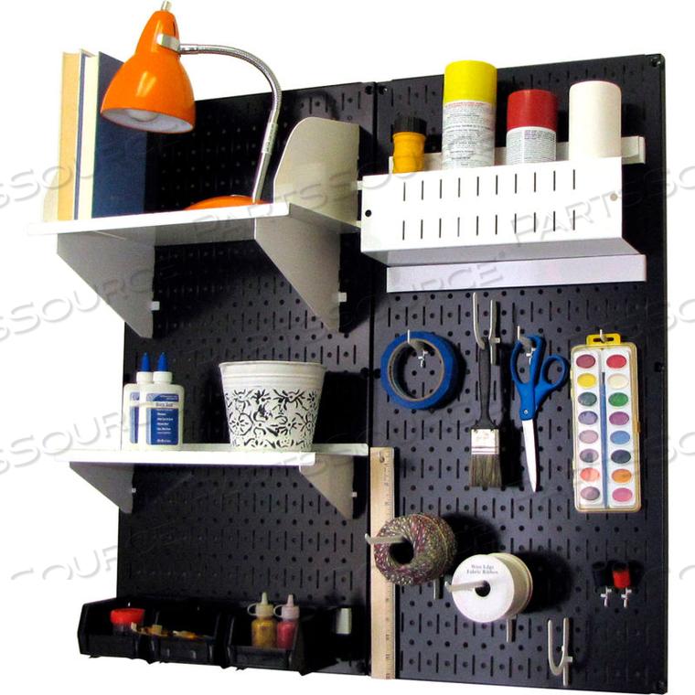 PEGBOARD HOBBY CRAFT ORGANIZER STORAGE KIT, BLACK/WHITE, 32" X 32" X 9" by Wall Control Pegboard